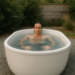 Cold plunge therapy in a natural tub setting